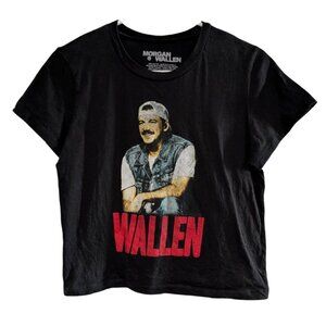 Morgan Wallen Women's Cropped Shirt, Large, Black, 100% Cotton, Wallen Graphic